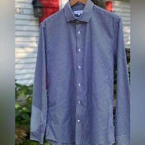 Reiss Navy and White Houndstooth Shirt